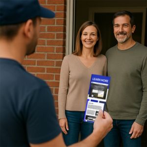 Handing Couple A Brochure For Offer